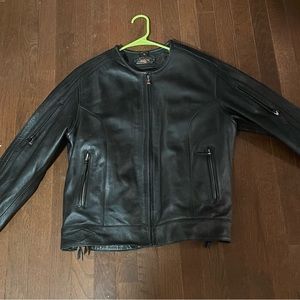 Power Trip Men’s Leather Motorcycle Jacket w/ Liner sz XL